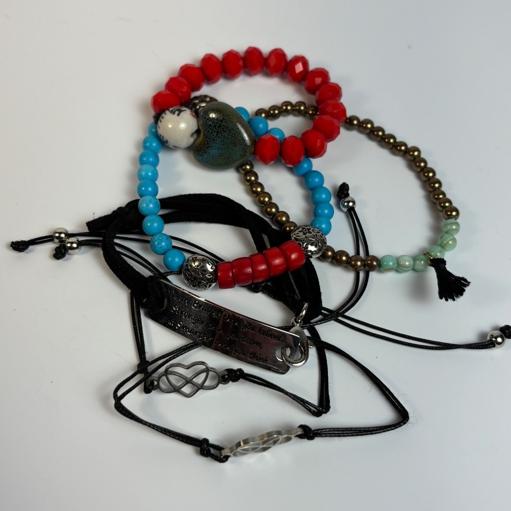 Bracelet Bangle Collection Lot Fashion‎ Vintage Y2K Boho Glass metal Leather